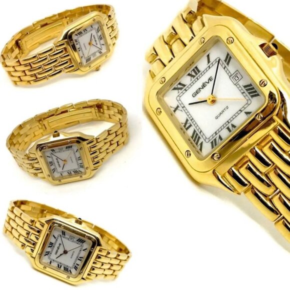 14K Solid Yellow Gold Geneve Watch, Unisex - Picture 2 of 3